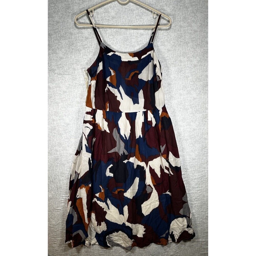 Ann Taylor Loft Sleeveless Fall Burgundy Blue White Dress Women’s Size  6 Rayon